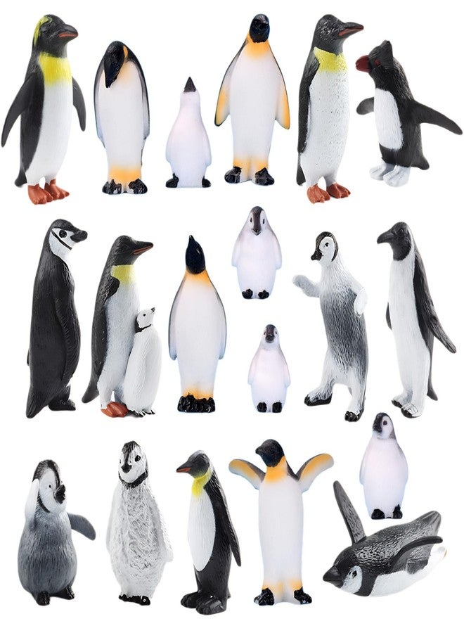 HYSTYLE 19 Pcs Tiny Penguin Figurines Set, Plastic Miniature Small Penguin Figures Cupcake Cake Topper Christmas Birthday Gift Christmas Party Supplies Gift - Image 1